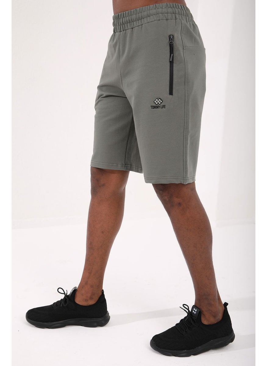 Çağla Hidden Zipper Back Pocket Lace-Up Standard Pattern Men's Shorts - 81136