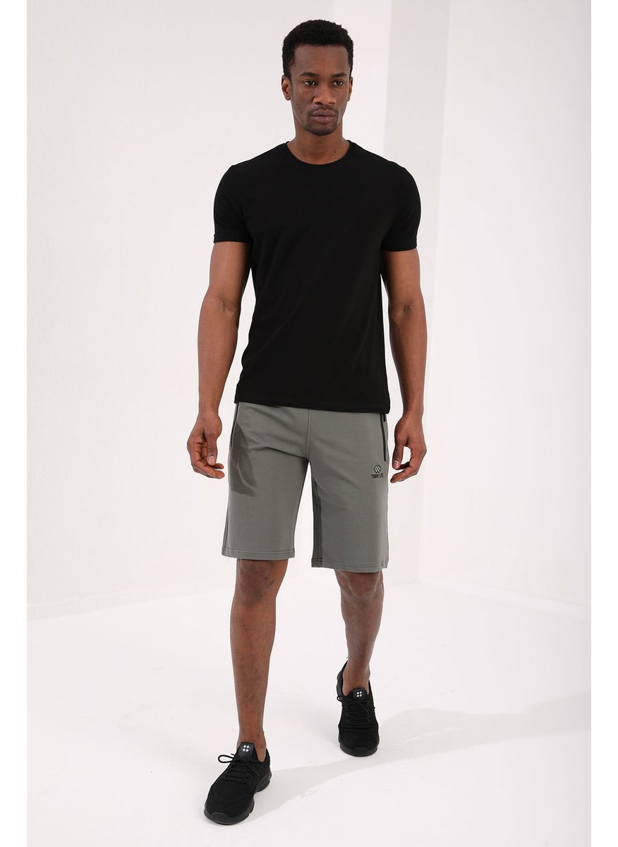 Çağla Hidden Zipper Back Pocket Lace-Up Standard Pattern Men's Shorts - 81136