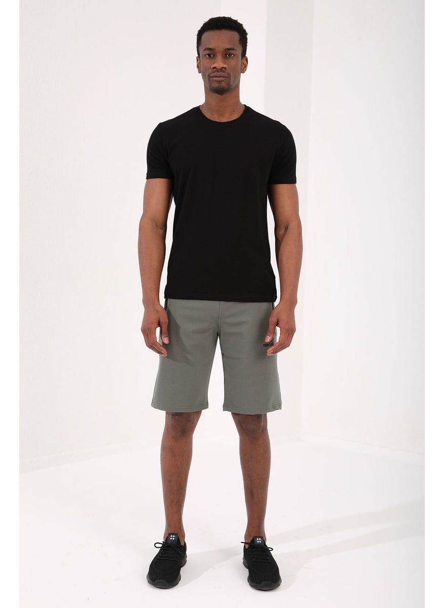Çağla Hidden Zipper Back Pocket Lace-Up Standard Pattern Men's Shorts - 81136