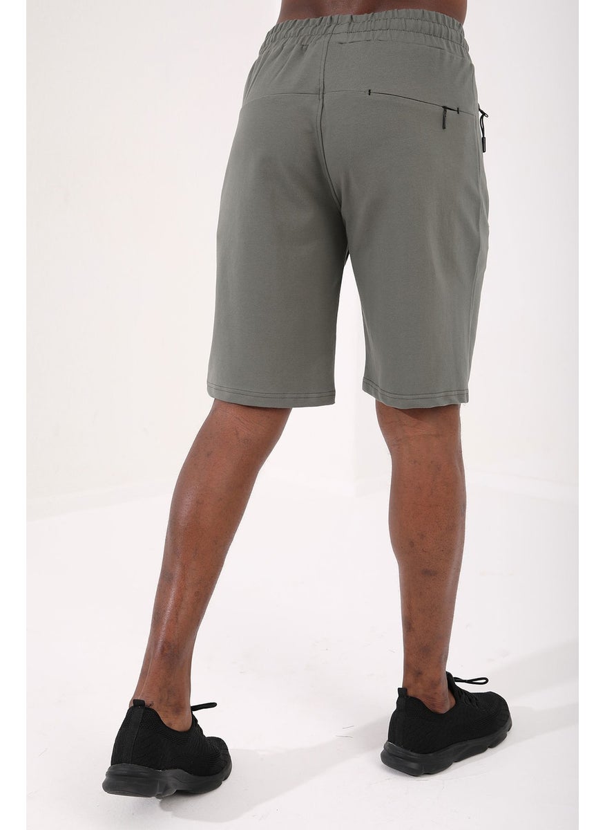 Çağla Hidden Zipper Back Pocket Lace-Up Standard Pattern Men's Shorts - 81136
