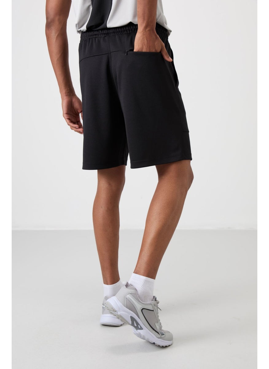 Black Polyester Thick Soft Comfort Fit Men's Shorts - 81272
