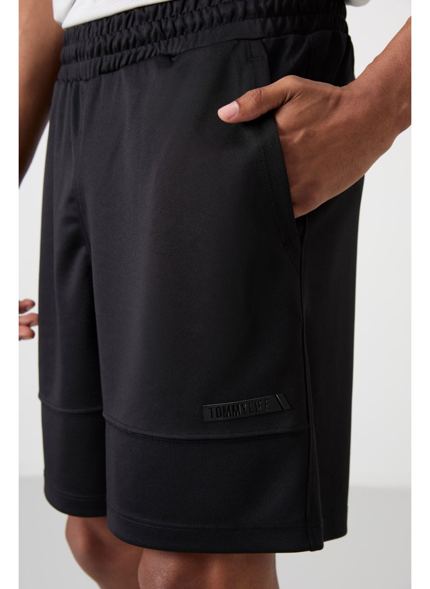 Black Polyester Thick Soft Comfort Fit Men's Shorts - 81272