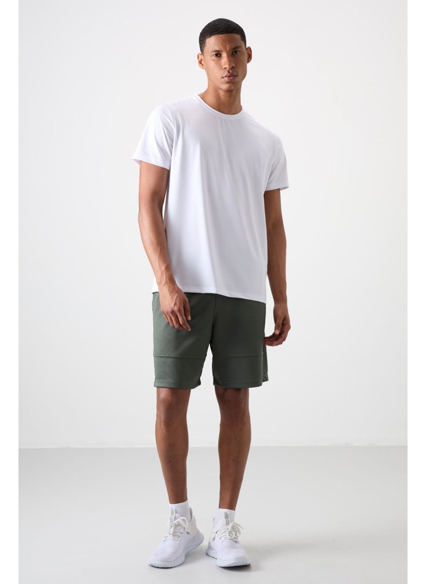 Khaki Polyester Thick Soft Comfort Fit Men's Shorts - 81272