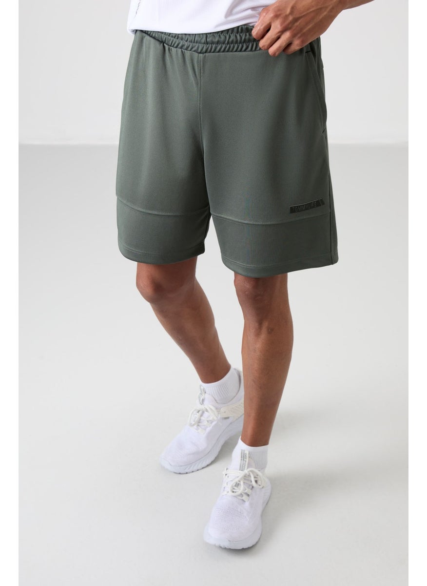 Khaki Polyester Thick Soft Comfort Fit Men's Shorts - 81272