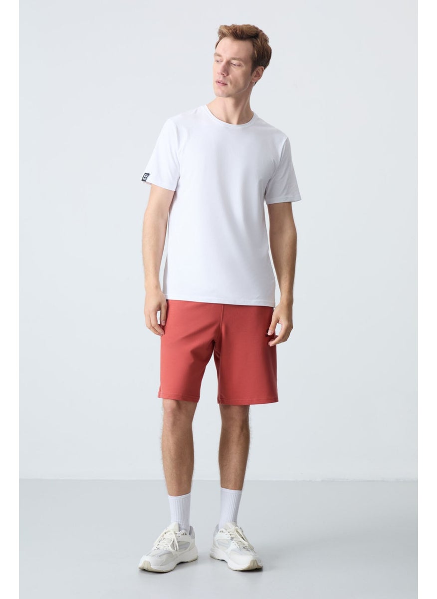 Tile Hidden Zipper Back Pocket Lace-Up Standard Pattern Men's Shorts - 81136