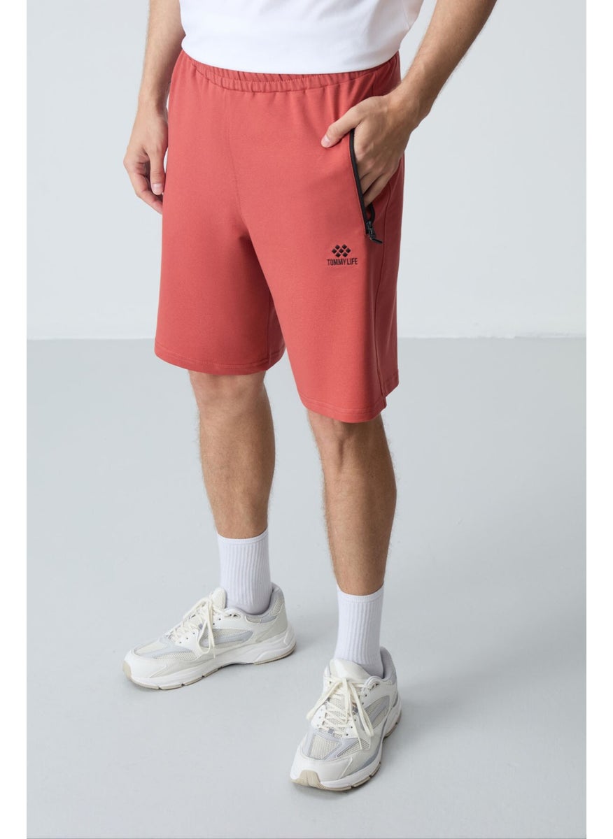 Tile Hidden Zipper Back Pocket Lace-Up Standard Pattern Men's Shorts - 81136