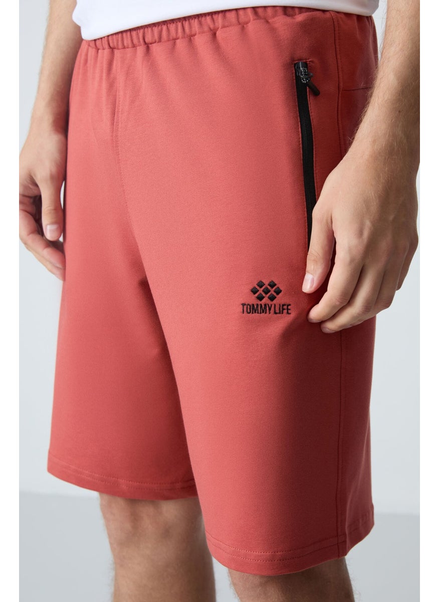 Tile Hidden Zipper Back Pocket Lace-Up Standard Pattern Men's Shorts - 81136