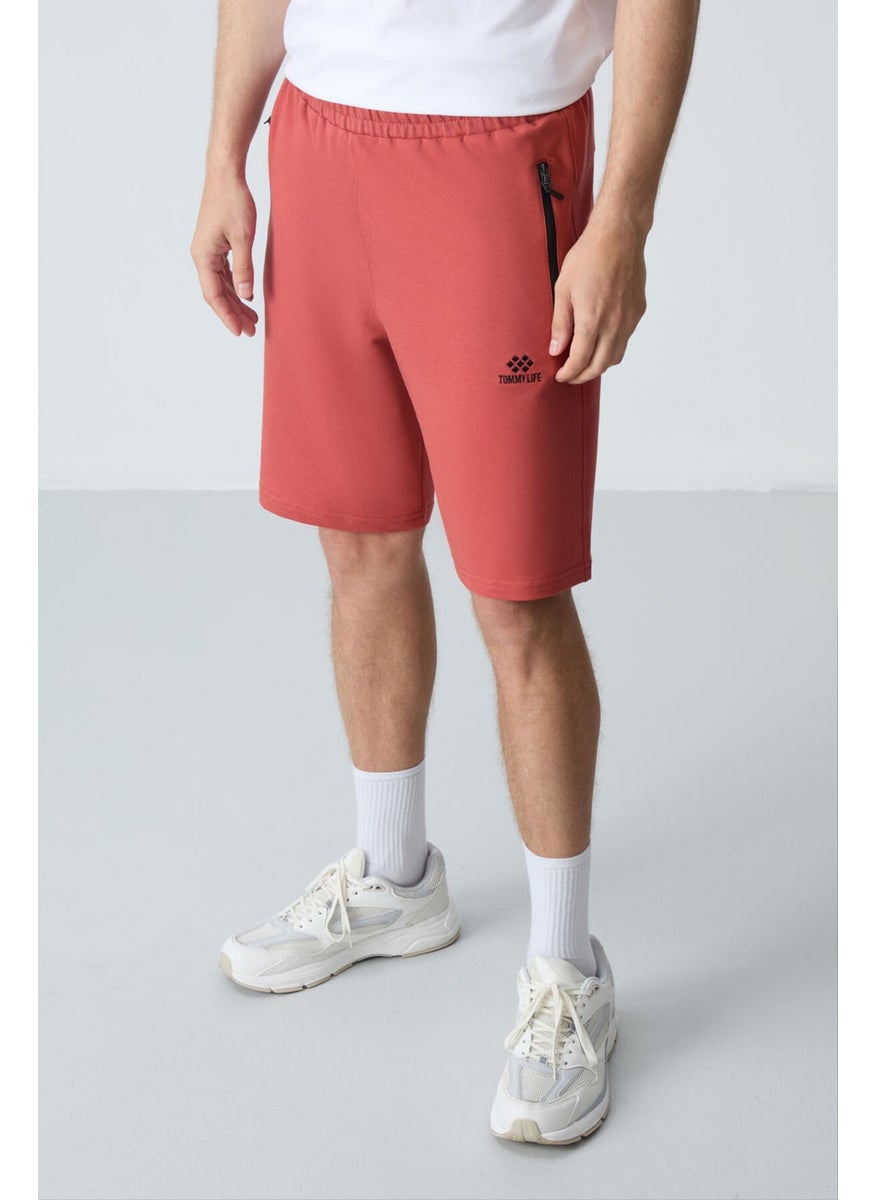 Tile Hidden Zipper Back Pocket Lace-Up Standard Pattern Men's Shorts - 81136