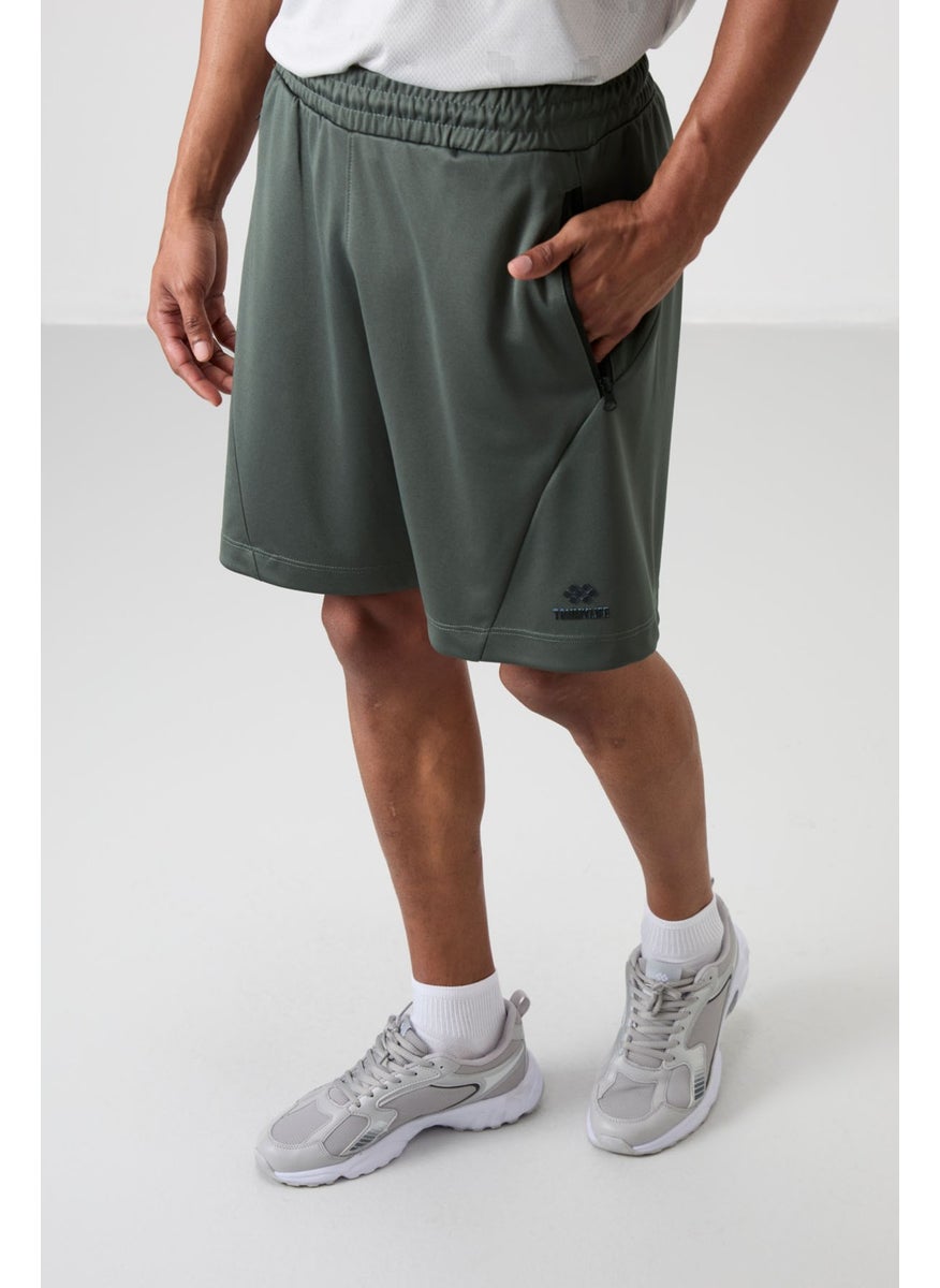 Khaki Polyester Thick Soft Comfort Fit Men's Shorts - 81273