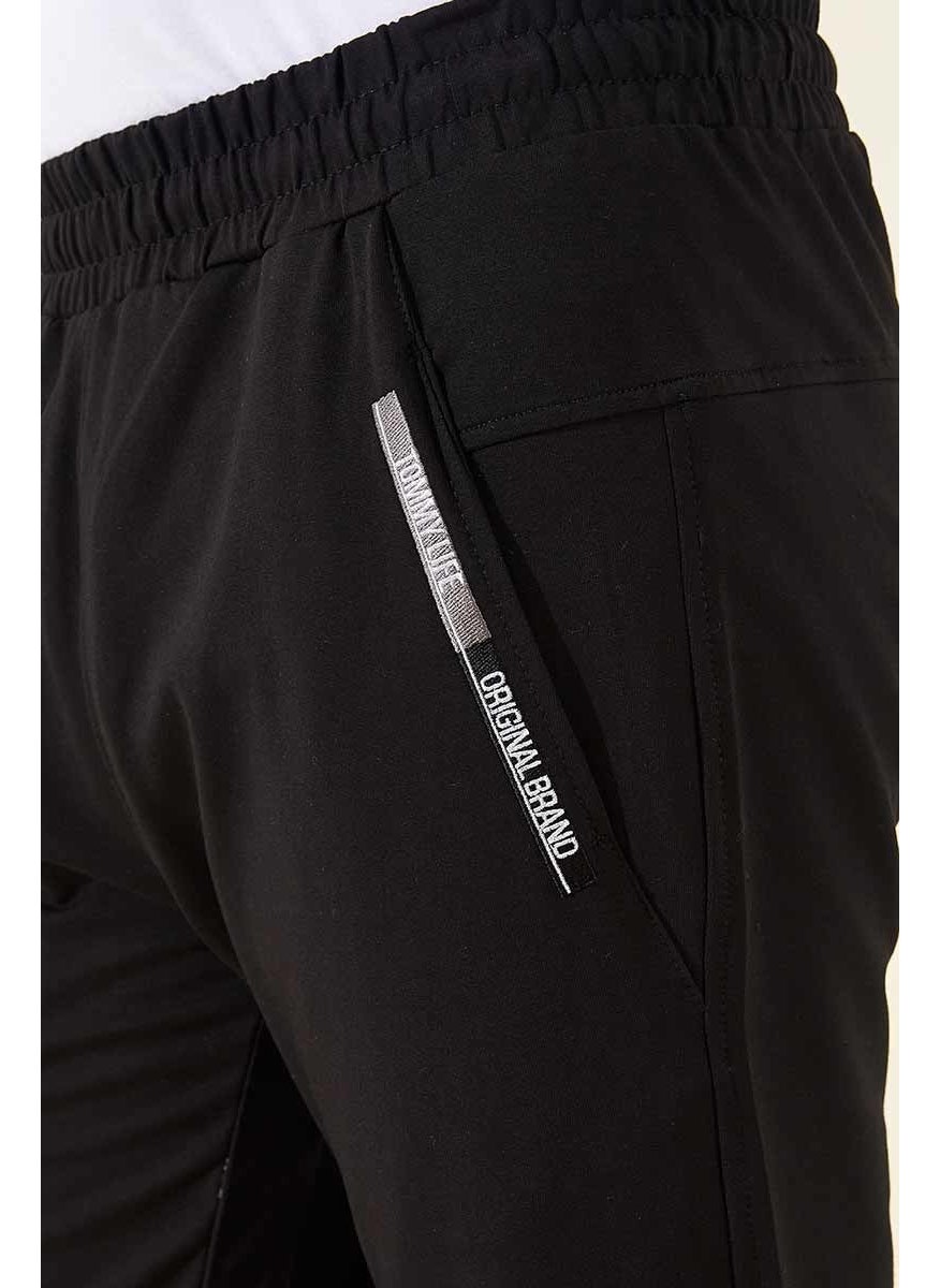 Black Men's Front Pocket Detailed Standard Fit Classic Leg Capri-83092_1