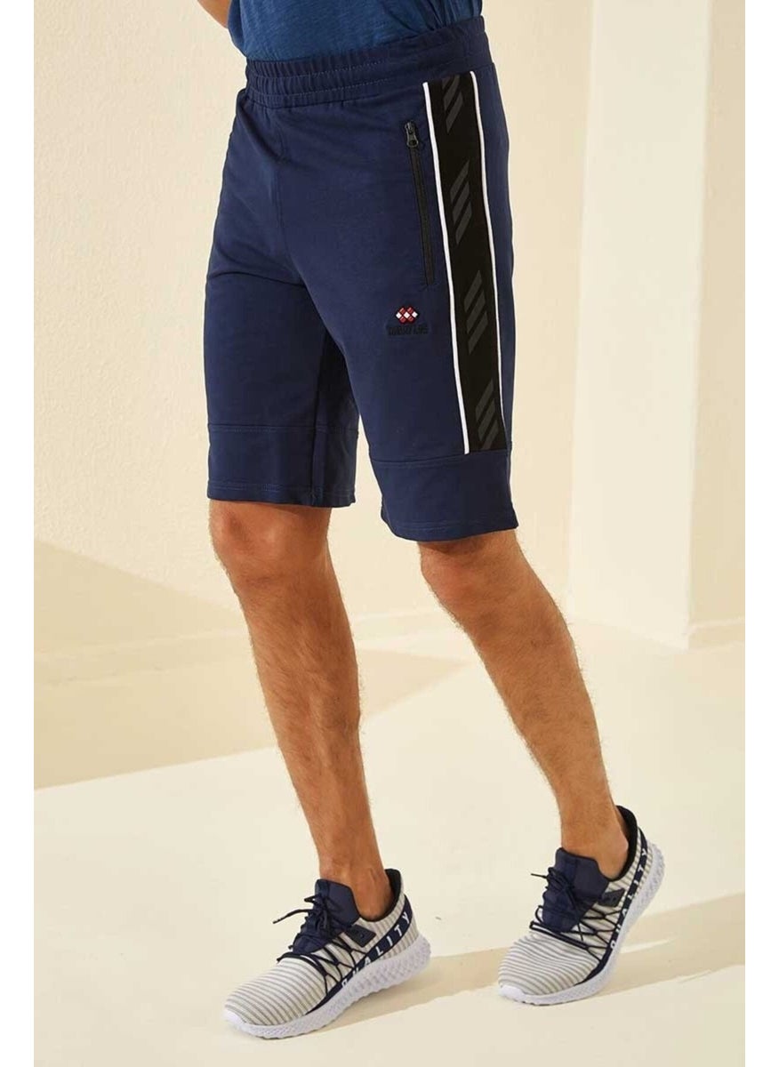 Indigo Men's Side Stripe Standard Pattern Shorts-81148