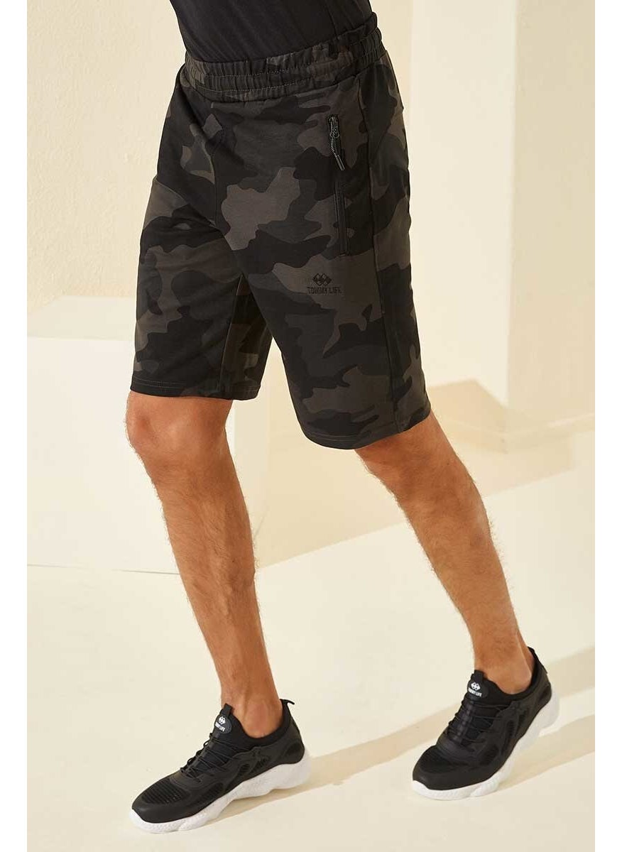Black Shadow Men's Camouflage Patterned Standard Fit Shorts-81157_1