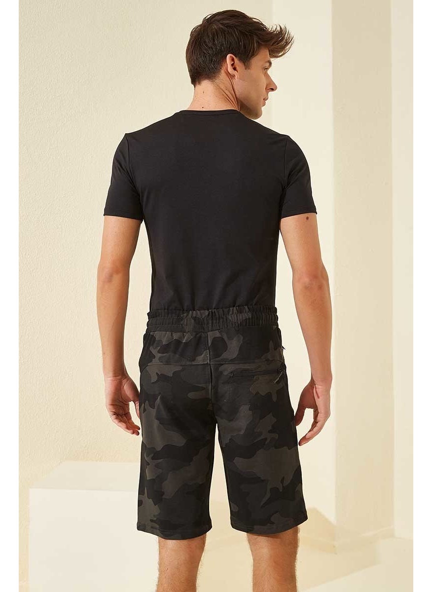 Black Shadow Men's Camouflage Patterned Standard Fit Shorts-81157_1