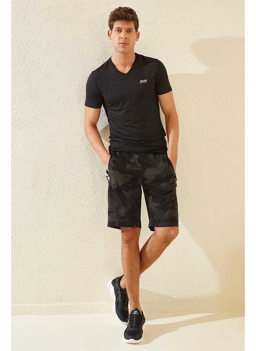 Black Shadow Men's Camouflage Patterned Standard Fit Shorts-81157_1