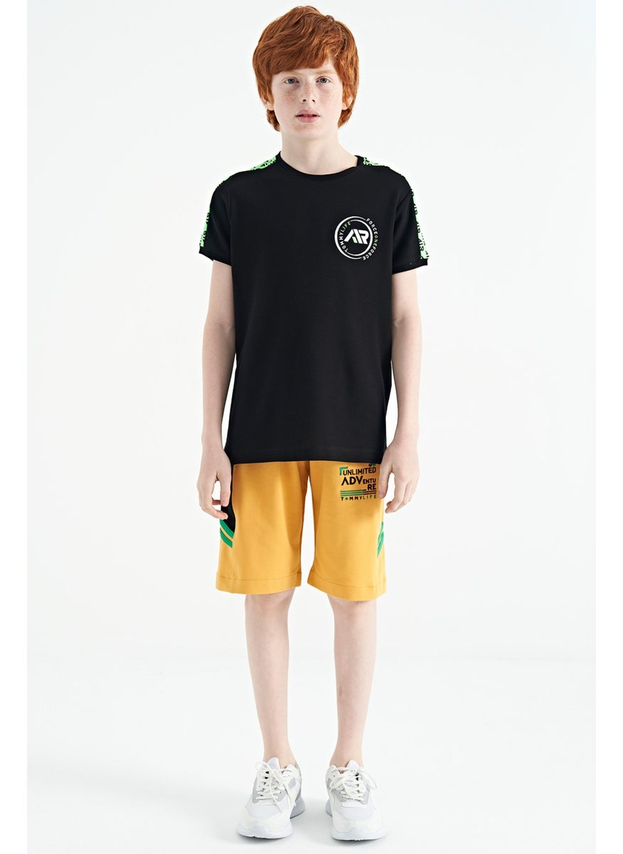 Mustard Embroidery Patterned Lace-Up Standard Pattern Boy Shorts - 11124