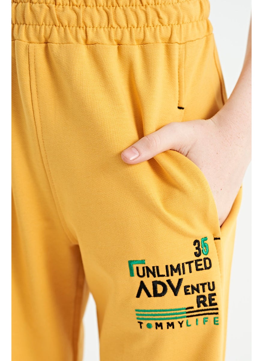 Mustard Embroidery Patterned Lace-Up Standard Pattern Boy Shorts - 11124