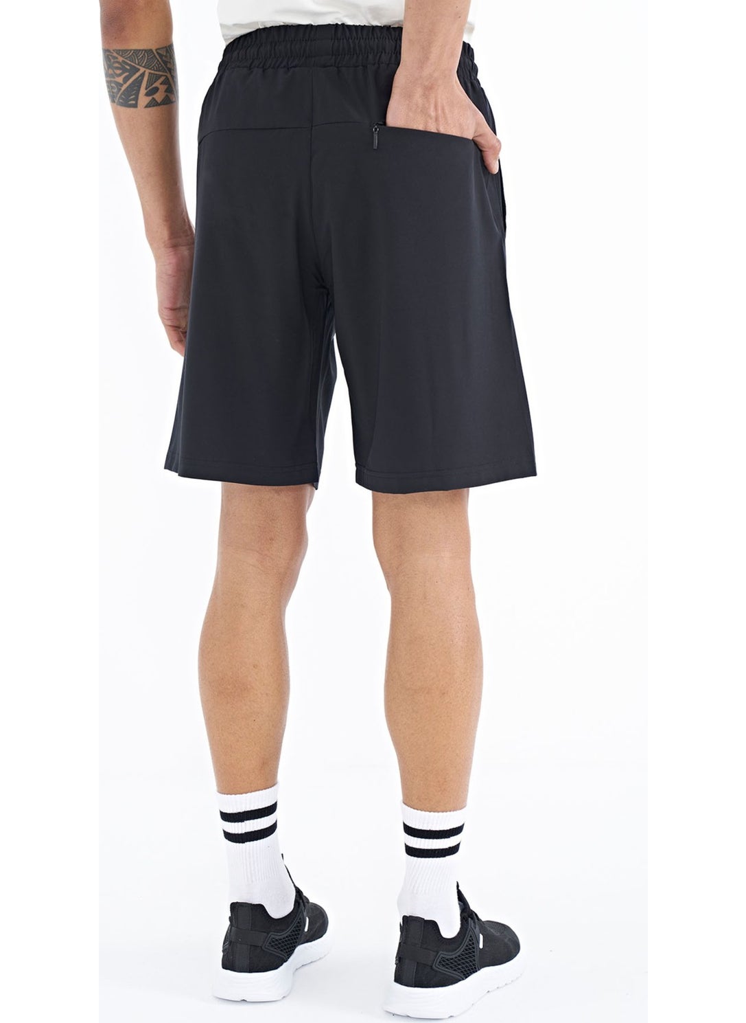 Black Side Pocket Detailed Elastic Men's Shorts - 81238