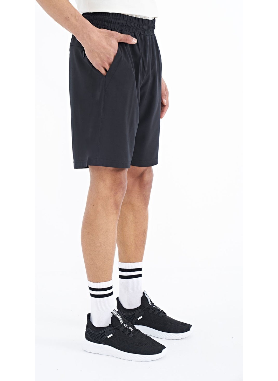 Black Side Pocket Detailed Elastic Men's Shorts - 81238