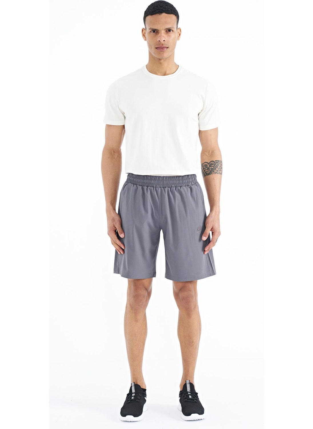 Dark Gray Side Pocket Detailed Elastic Men's Shorts - 81238