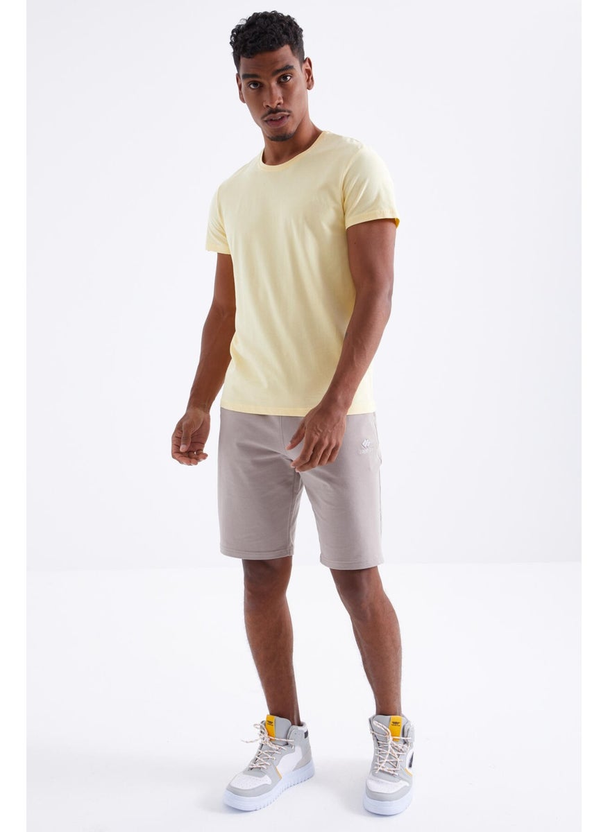 Dark Beige Laced Standard Fit Basic Men's Shorts - 81212