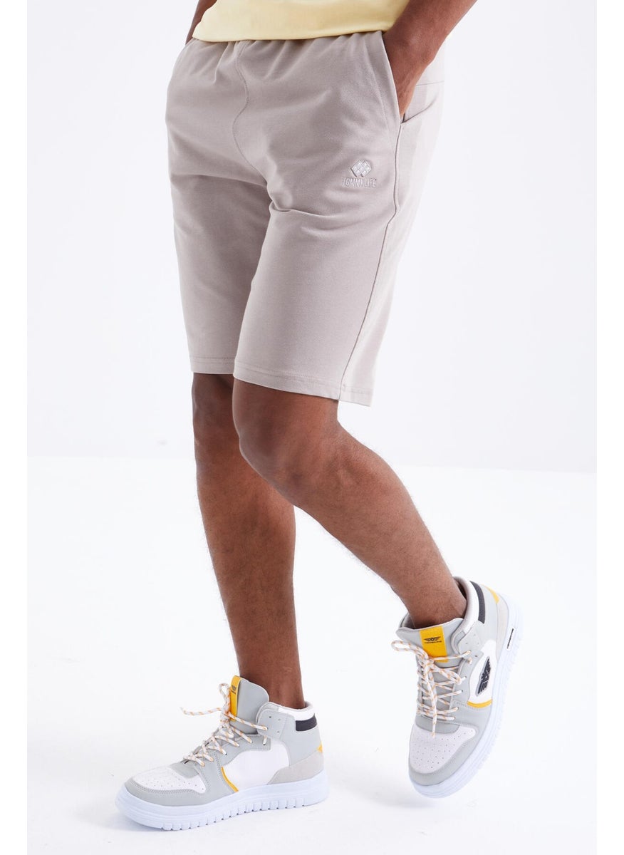 Dark Beige Laced Standard Fit Basic Men's Shorts - 81212