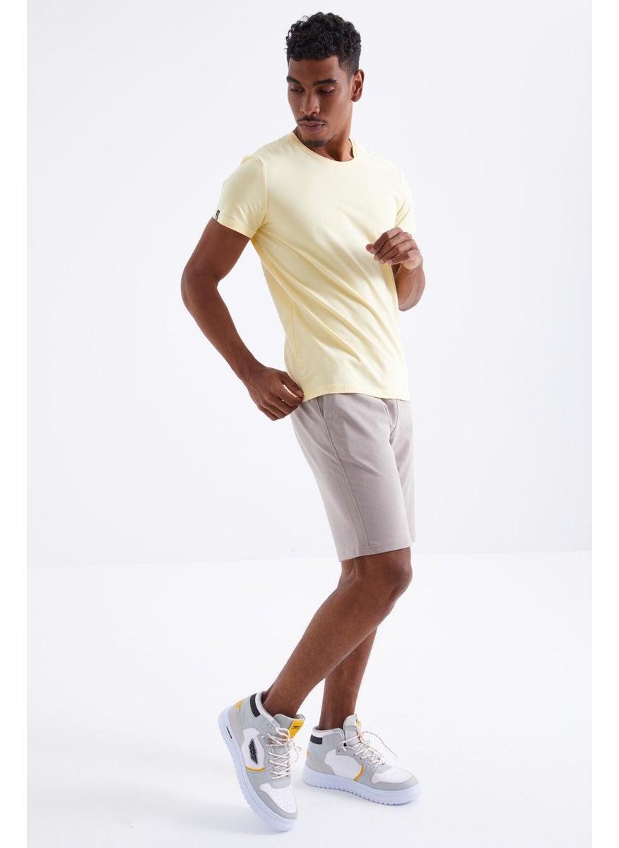 Dark Beige Laced Standard Fit Basic Men's Shorts - 81212