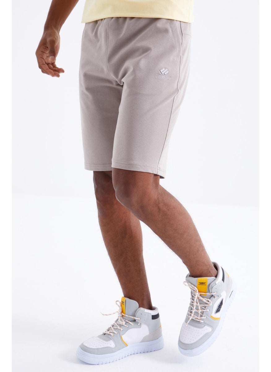 Dark Beige Laced Standard Fit Basic Men's Shorts - 81212
