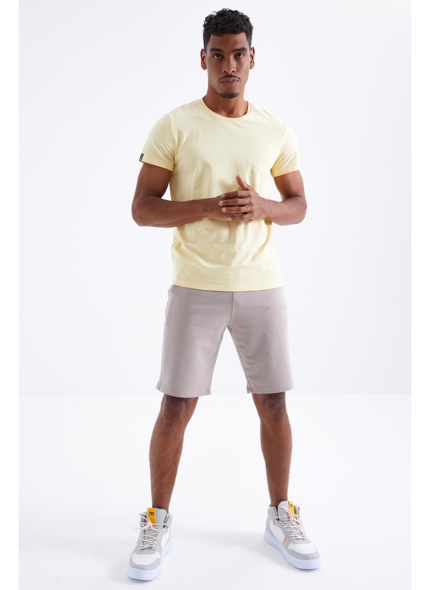 Dark Beige Laced Standard Fit Basic Men's Shorts - 81212