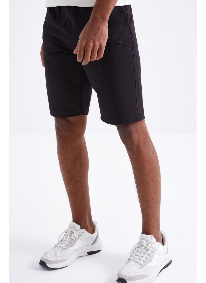 Black Laced Standard Fit Basic Men's Shorts - 81212