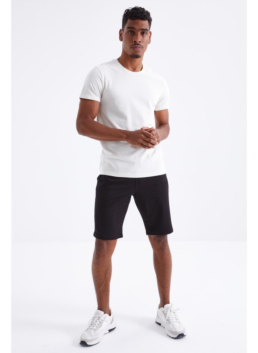 Black Laced Standard Fit Basic Men's Shorts - 81212