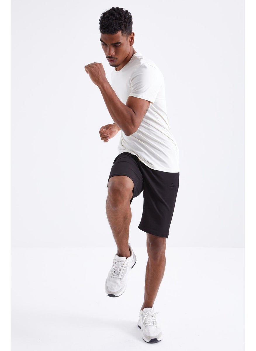 Black Laced Standard Fit Basic Men's Shorts - 81212