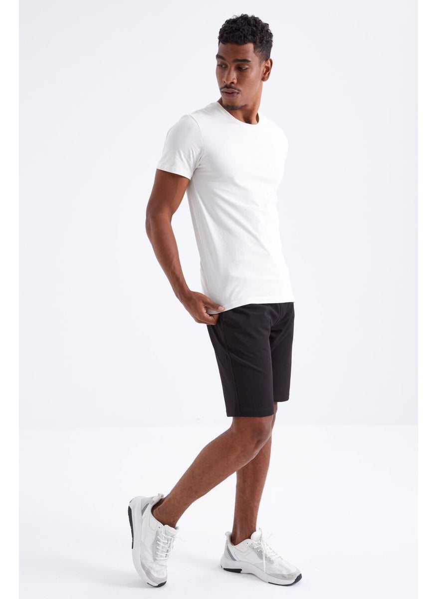 Black Laced Standard Fit Basic Men's Shorts - 81212