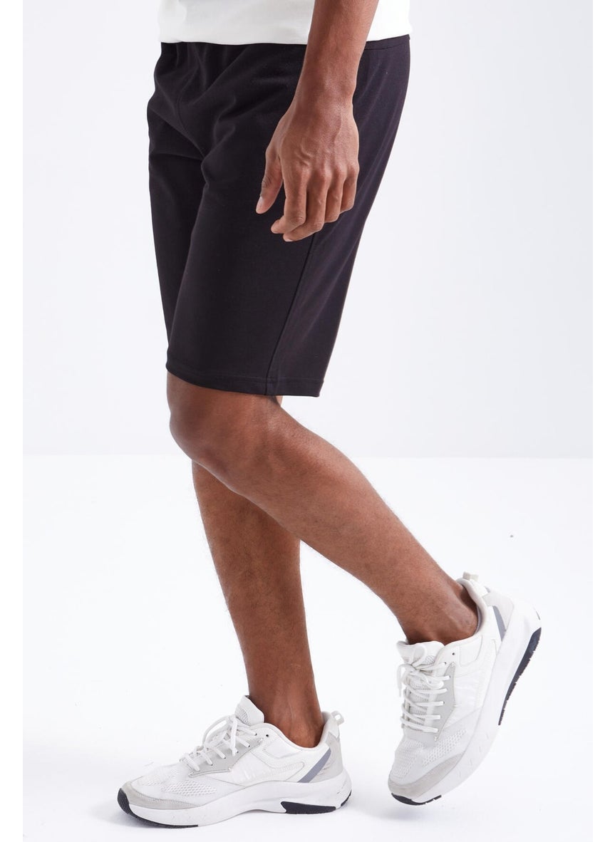 Black Laced Standard Fit Basic Men's Shorts - 81212