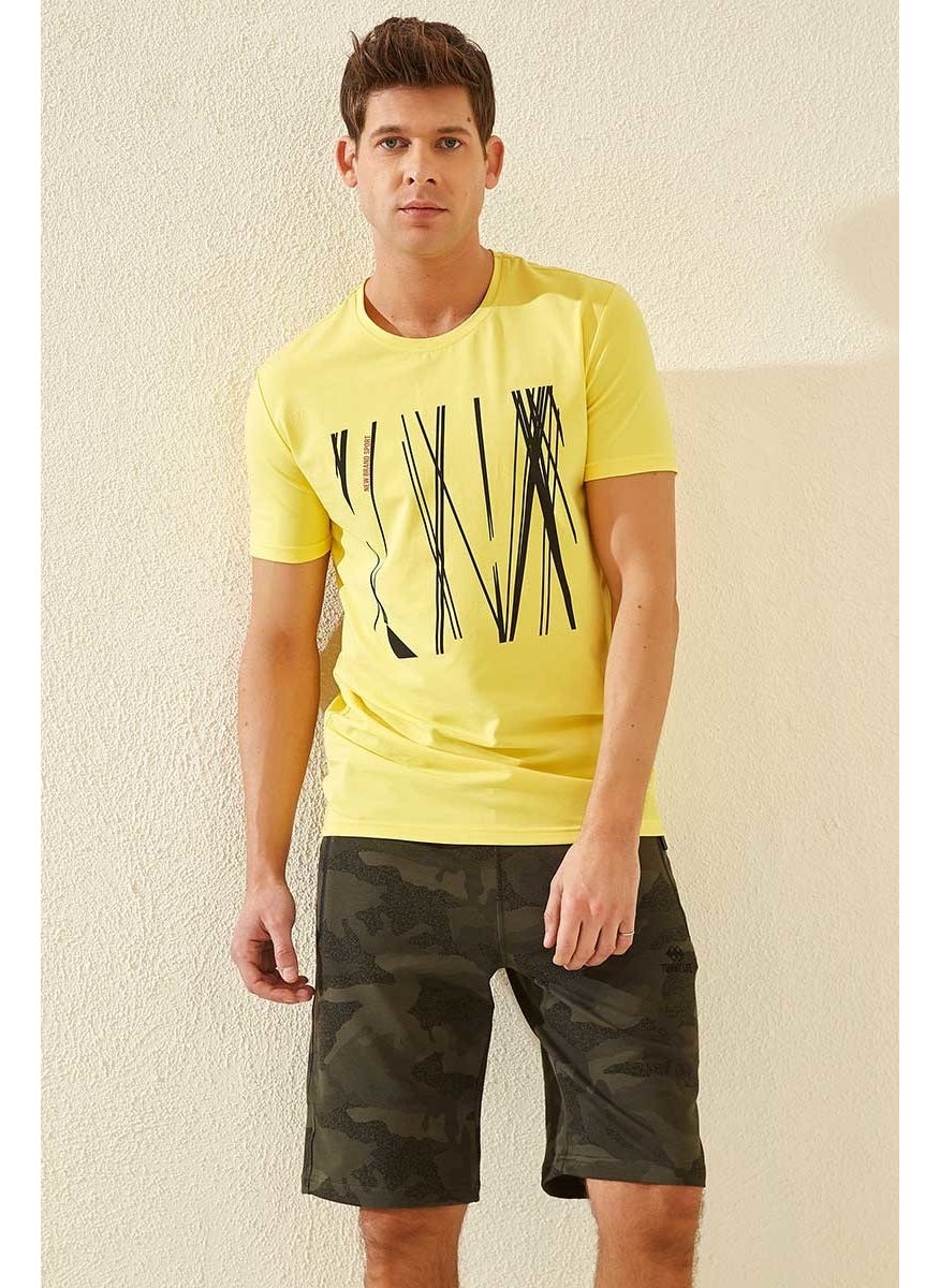 Khaki Men's Camouflage Patterned Standard Fit Shorts-81157_1