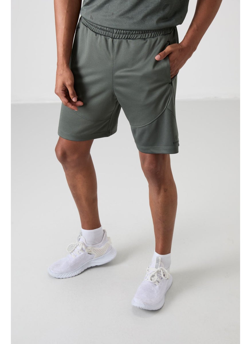 Khaki Polyester Thick Soft Comfort Fit Men's Shorts - 81271