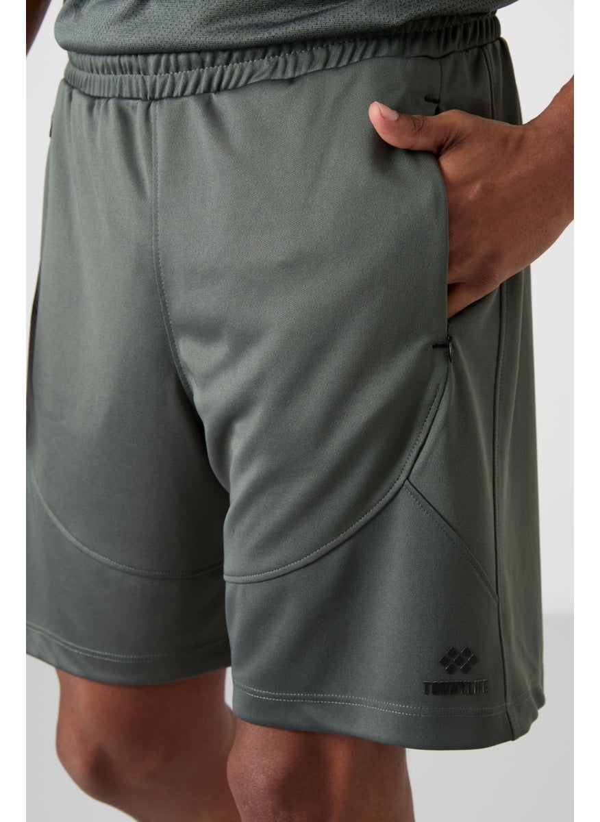 Khaki Polyester Thick Soft Comfort Fit Men's Shorts - 81271
