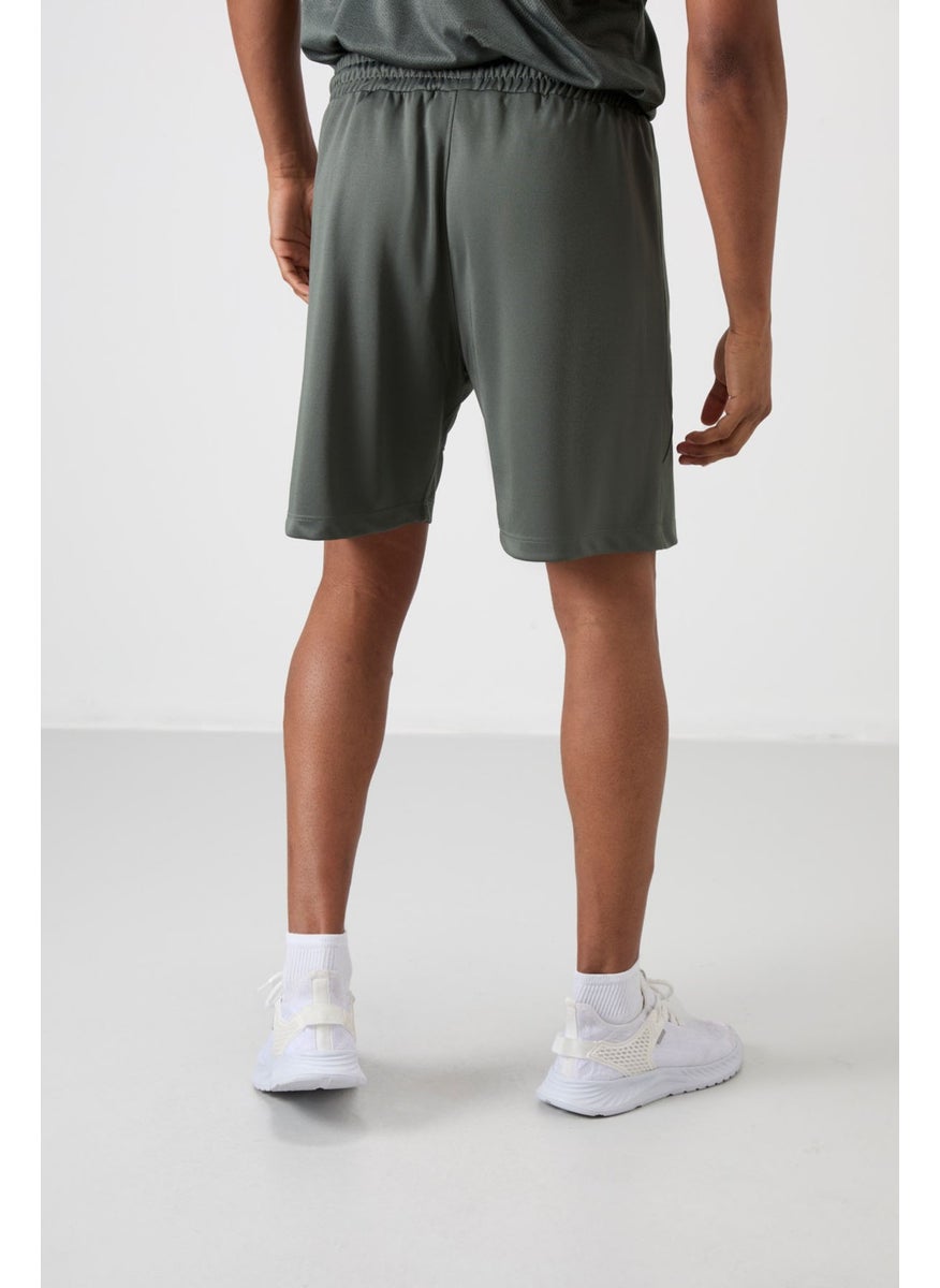 Khaki Polyester Thick Soft Comfort Fit Men's Shorts - 81271