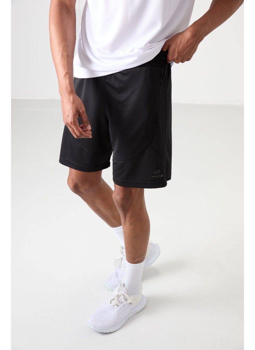 Black Polyester Thick Soft Comfort Fit Men's Shorts - 81271