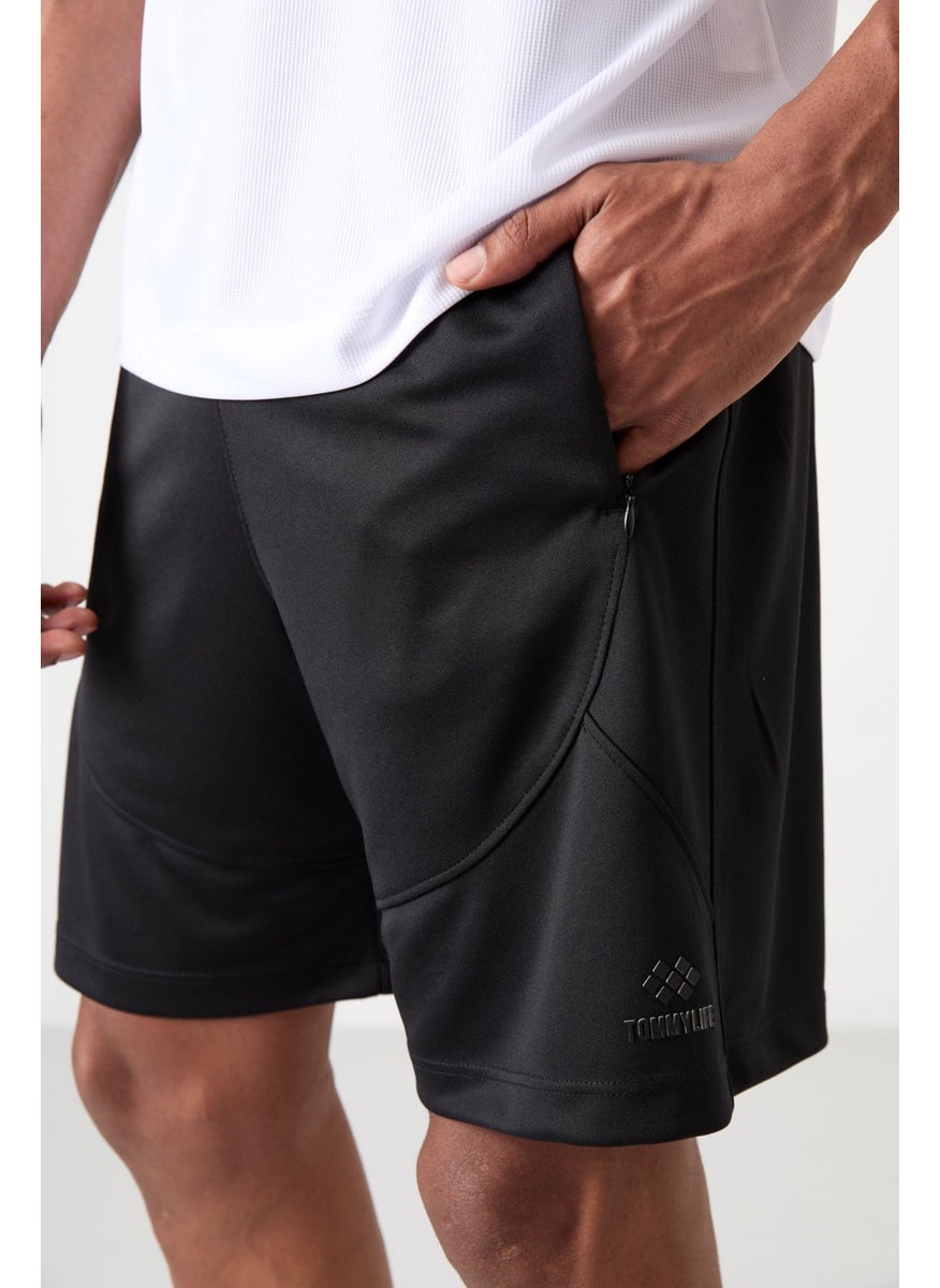 Black Polyester Thick Soft Comfort Fit Men's Shorts - 81271