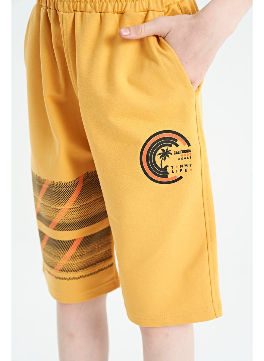 Mustard Print Detailed Lace-Up Standard Fit Boy Shorts - 11125