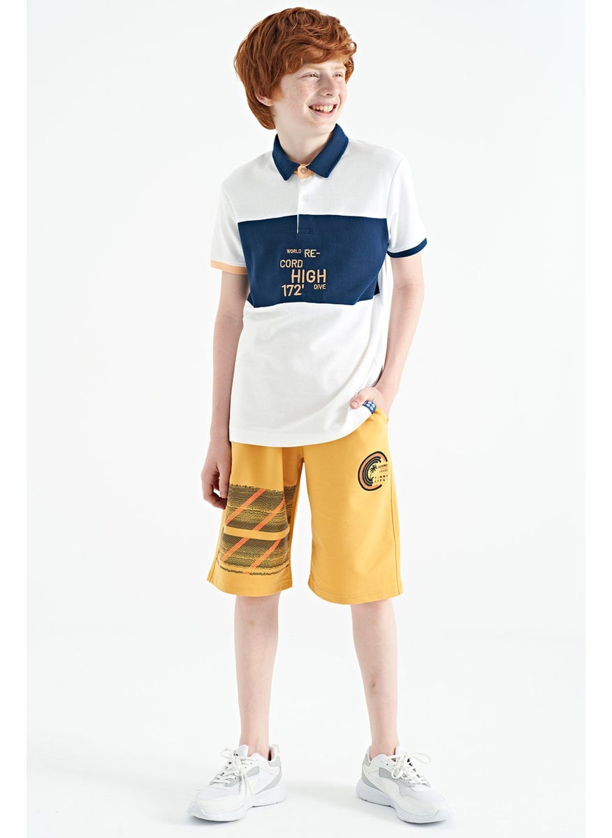 Mustard Print Detailed Lace-Up Standard Fit Boy Shorts - 11125