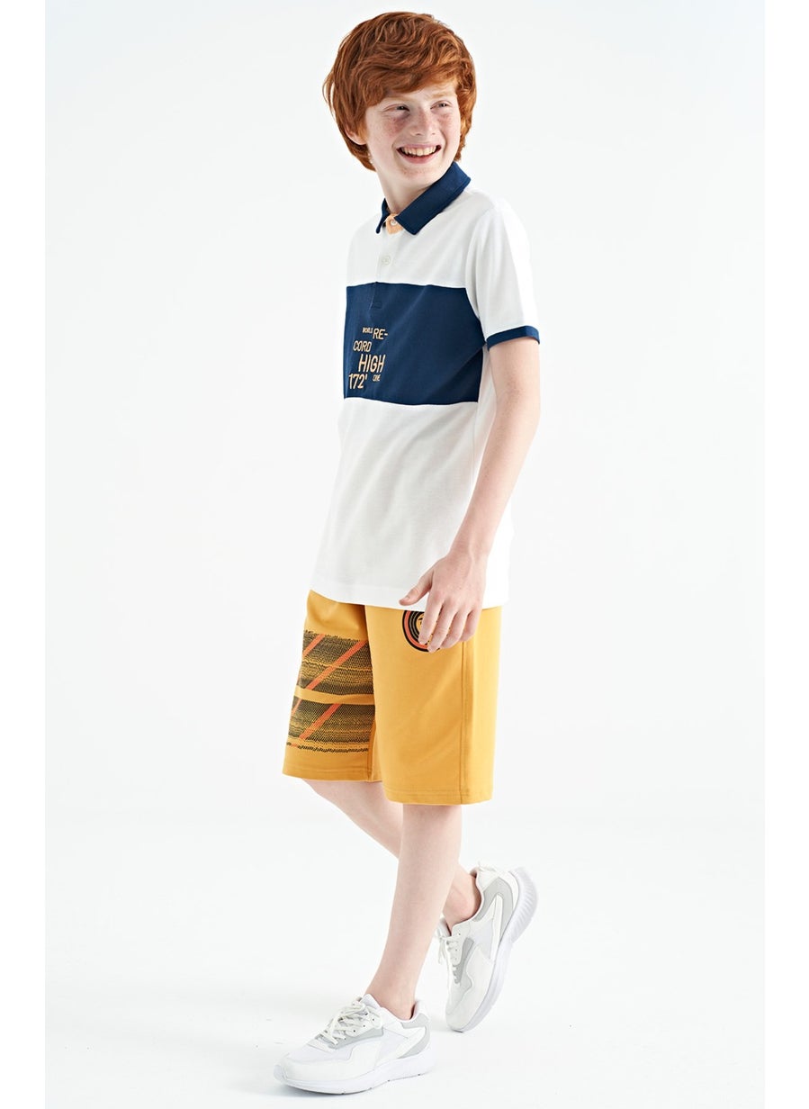 Mustard Print Detailed Lace-Up Standard Fit Boy Shorts - 11125