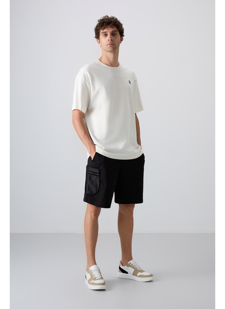 Black Cotton Thick Soft Texture Comfort Fit Printed Men's Shorts - 81266