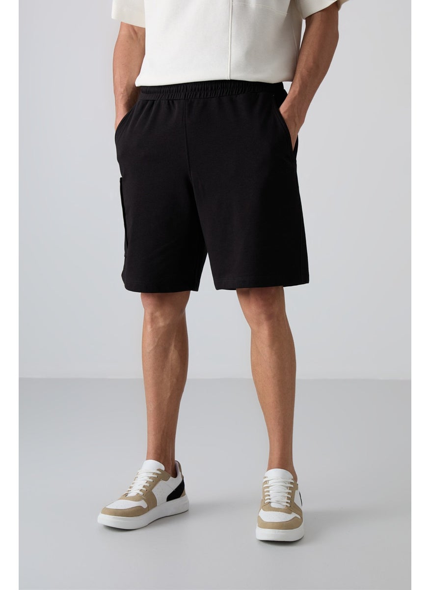 Black Cotton Thick Soft Texture Comfort Fit Printed Men's Shorts - 81266
