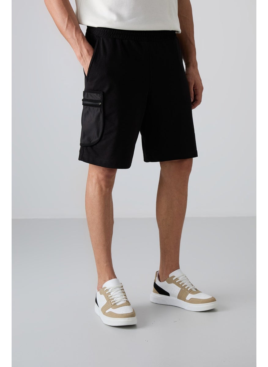 Black Cotton Thick Soft Texture Comfort Fit Printed Men's Shorts - 81266
