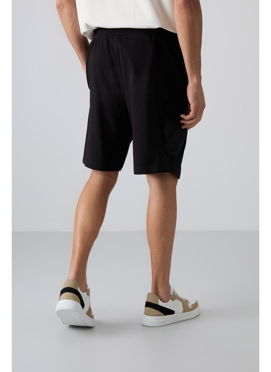 Black Cotton Thick Soft Texture Comfort Fit Printed Men's Shorts - 81266