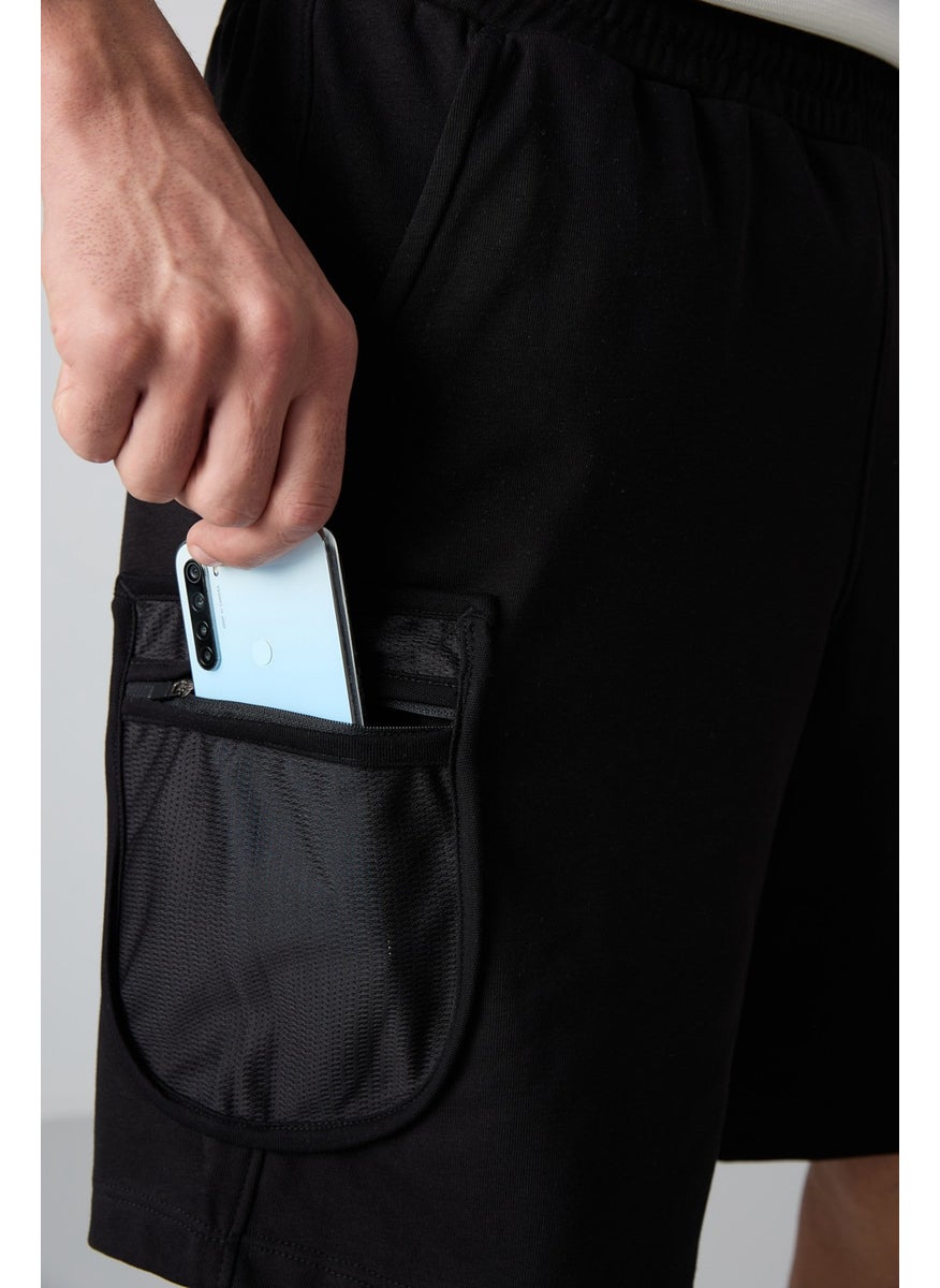 Black Cotton Thick Soft Texture Comfort Fit Printed Men's Shorts - 81266