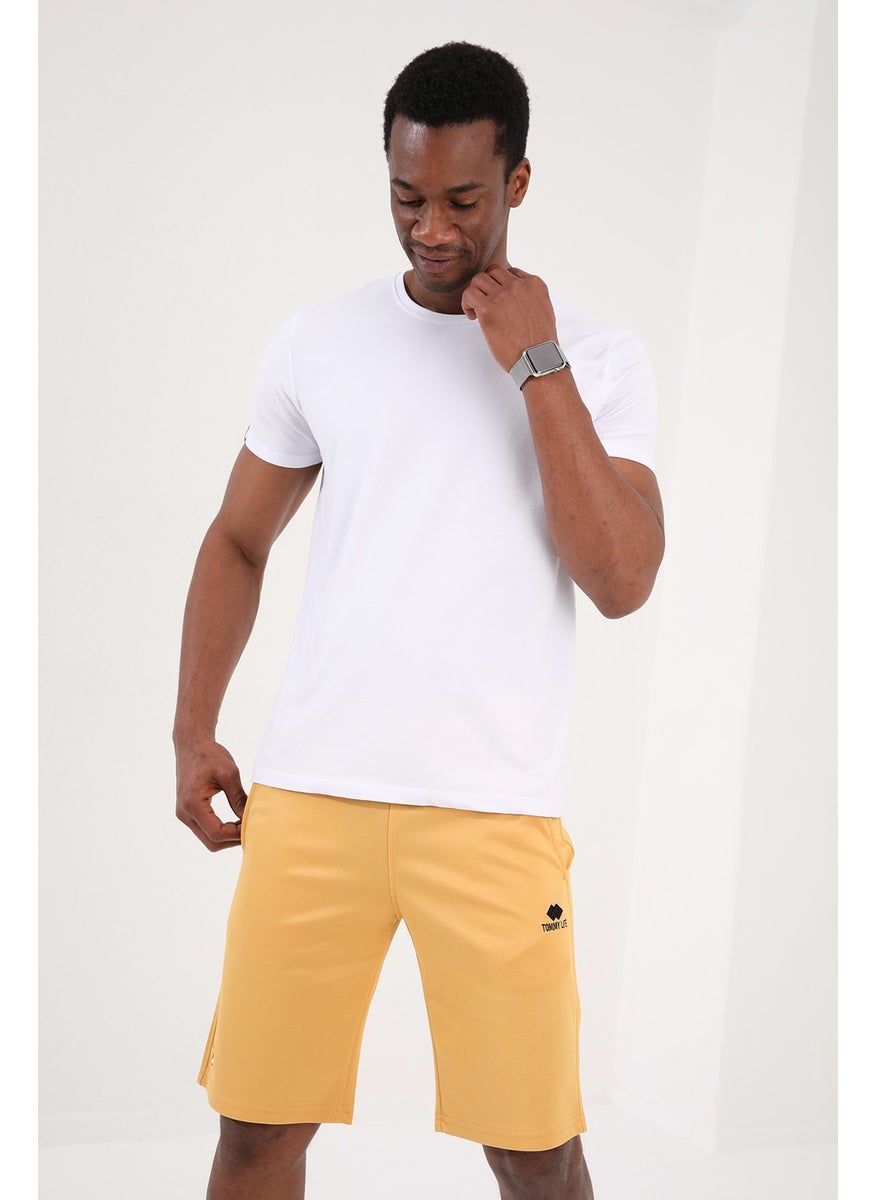 Mustard Men's Single Zipper Pocket Detail Lace-Up Standard Fit Shorts - 81202