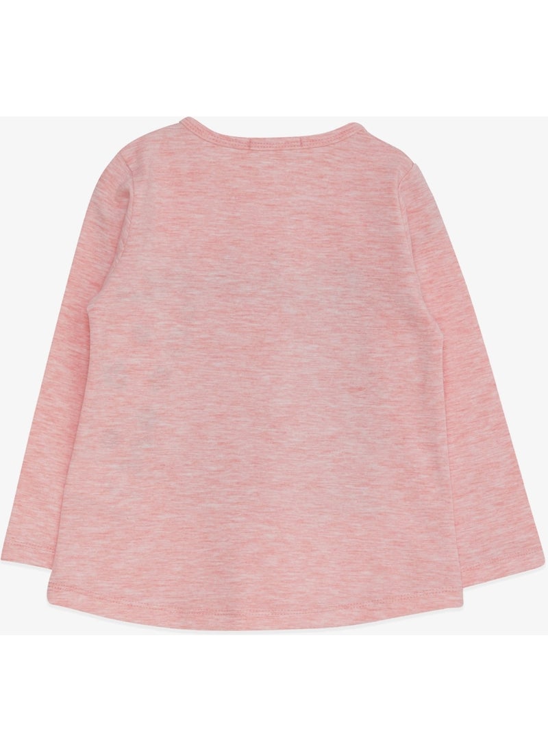 Girls' Long Sleeve T-Shirt Sequin Girl Printed Salmon Melange (3-8 Years)