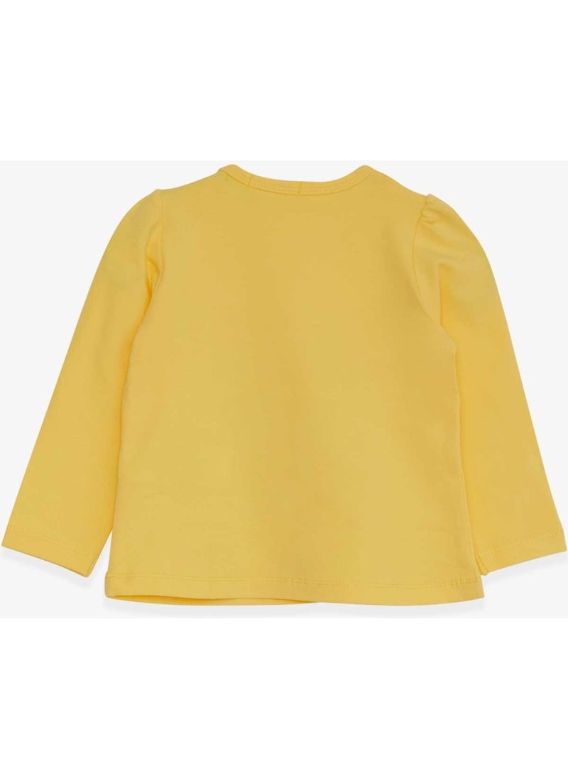 Baby Girl Long Sleeve T-Shirt Kitten Printed 9 Months-3 Years, Yellow
